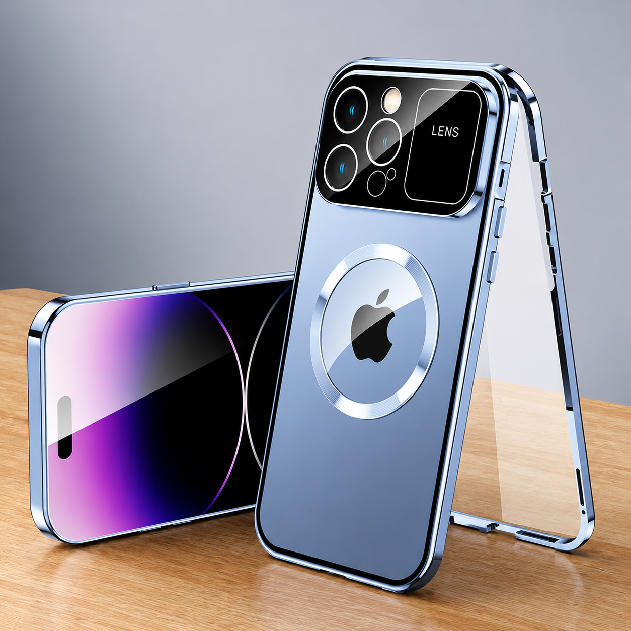 Premium iPhone Case MagSafe Double Glass Magnetic Shockproof Full Protection Cover Aluminum Frame Camera Lens Shield Clear Window Design