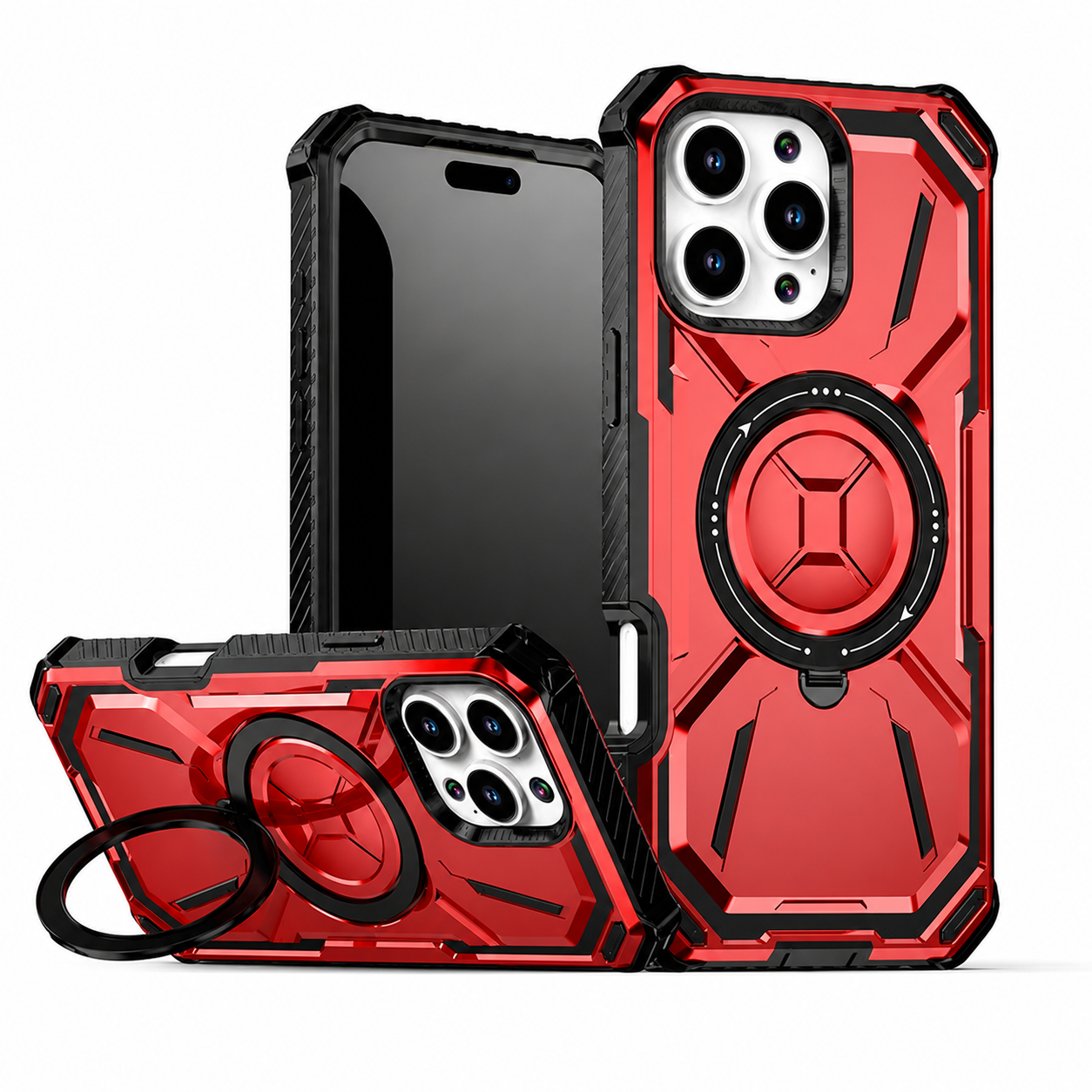 Premium iPhone Case MagSafe Heavy Duty Armor Cover Shockproof Protective Case Rotatable Kickstand Magnetic Ring Full Body Protection Design