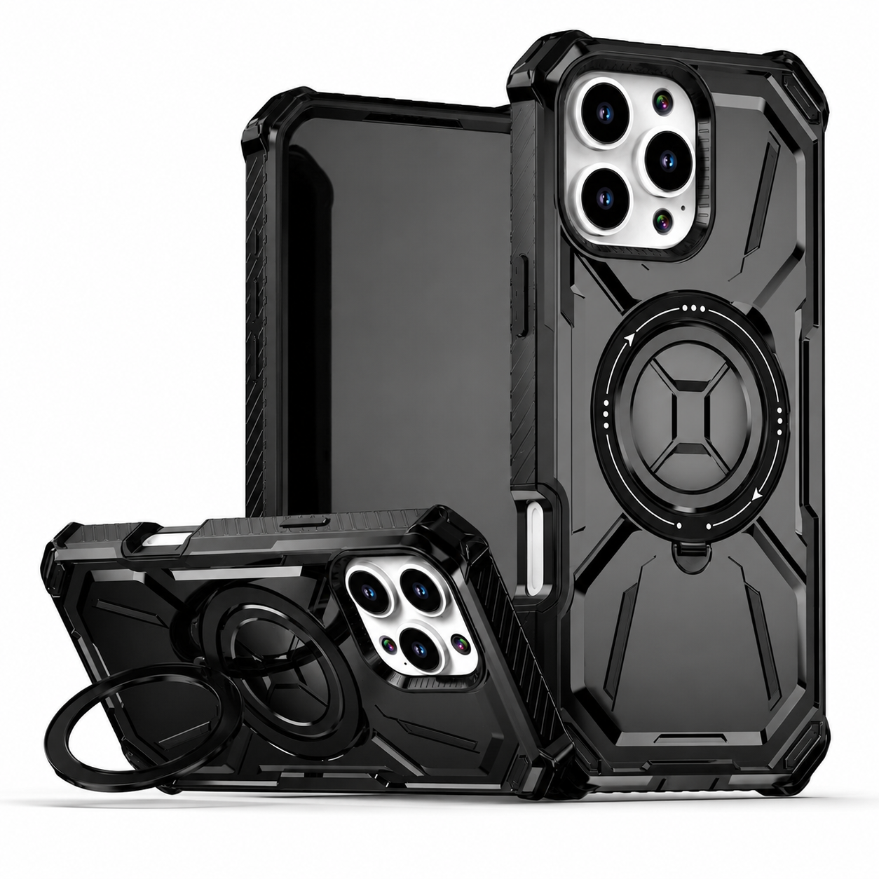 Premium iPhone Case MagSafe Heavy Duty Armor Cover Shockproof Protective Case Rotatable Kickstand Magnetic Ring Full Body Protection Design