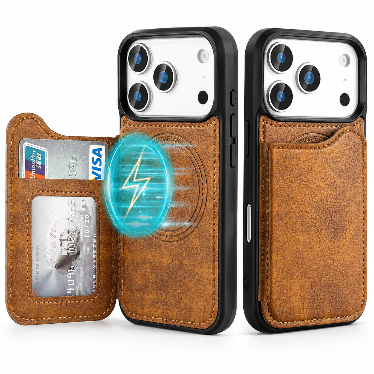 Premium iPhone Case MagSafe Magnetic Flip Wallet Leather Cover Card Holder Shockproof Anti Fingerprint Protective Design Full Access Slim Durable