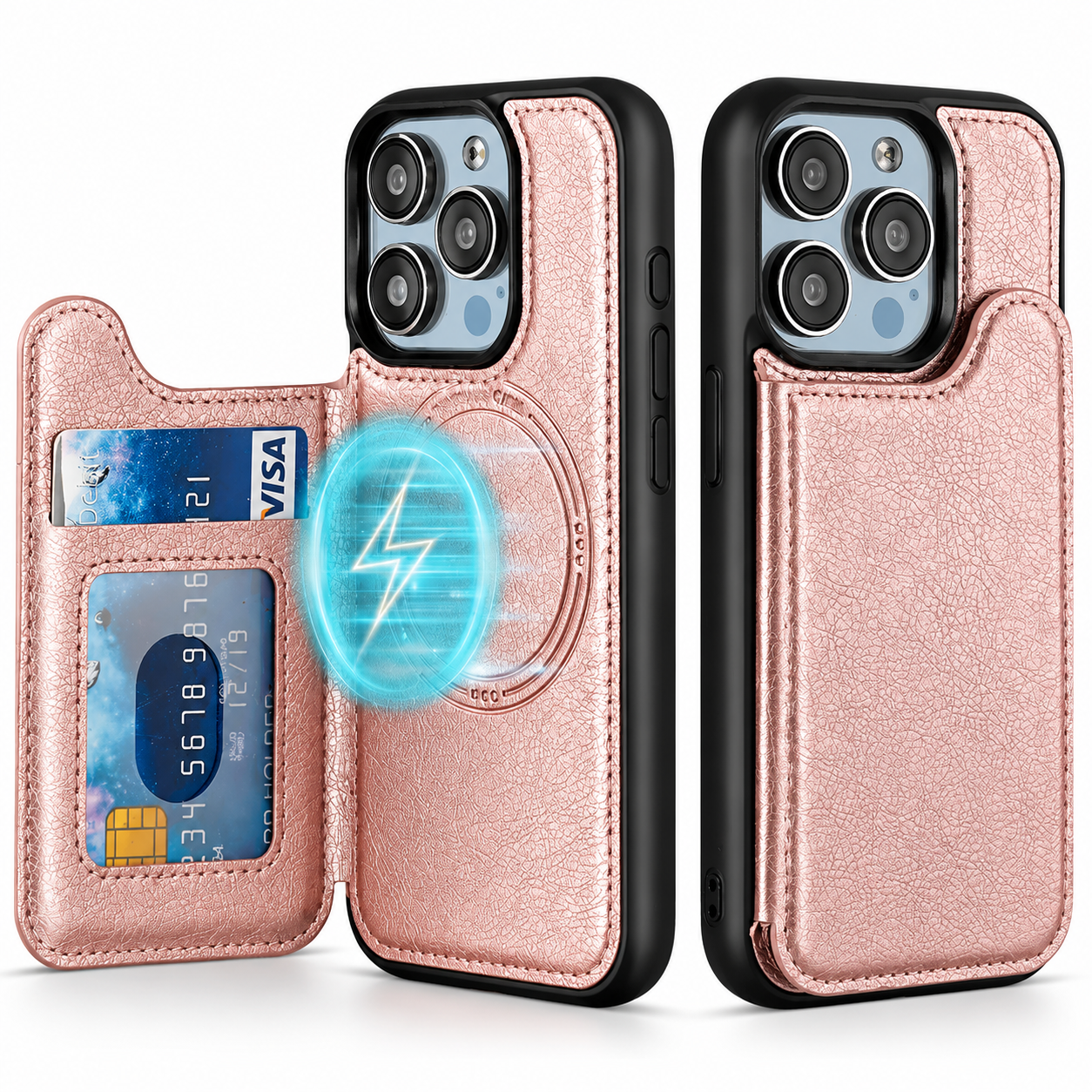 Premium iPhone Case MagSafe Magnetic Flip Wallet Leather Cover Card Holder Shockproof Anti Fingerprint Protective Design Full Access Slim Durable
