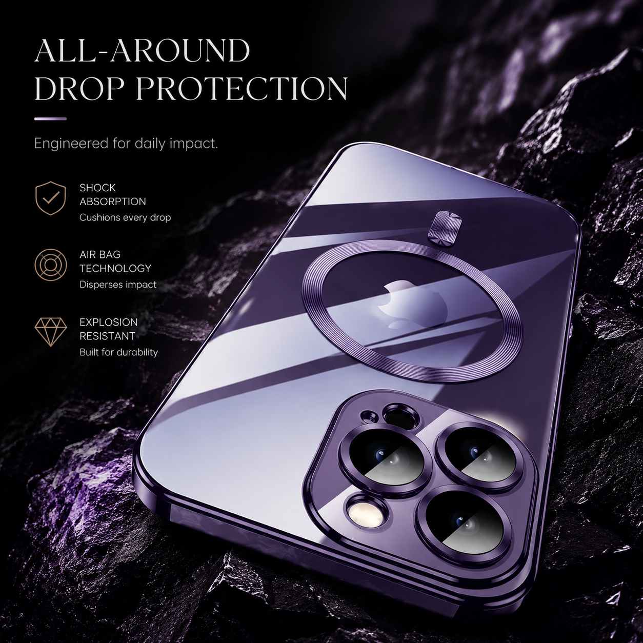 Premium iPhone Case MagSafe Plating Magnetic Wireless Charging Lens Protection Shockproof Slim Durable Protective Cover Luxury Design