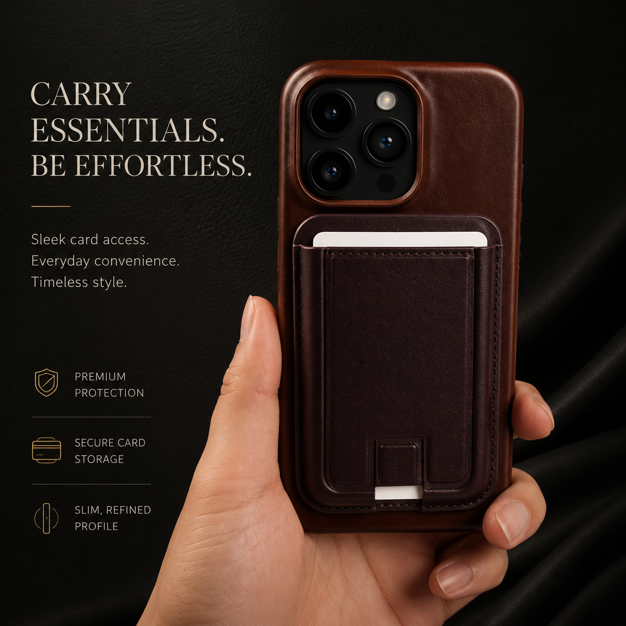 Premium iPhone Case MagSafe Wallet Genuine Leather Cover Card Holder Magnetic Closure Shockproof Protective Case Wireless Charging Compatible Full Coverage Design