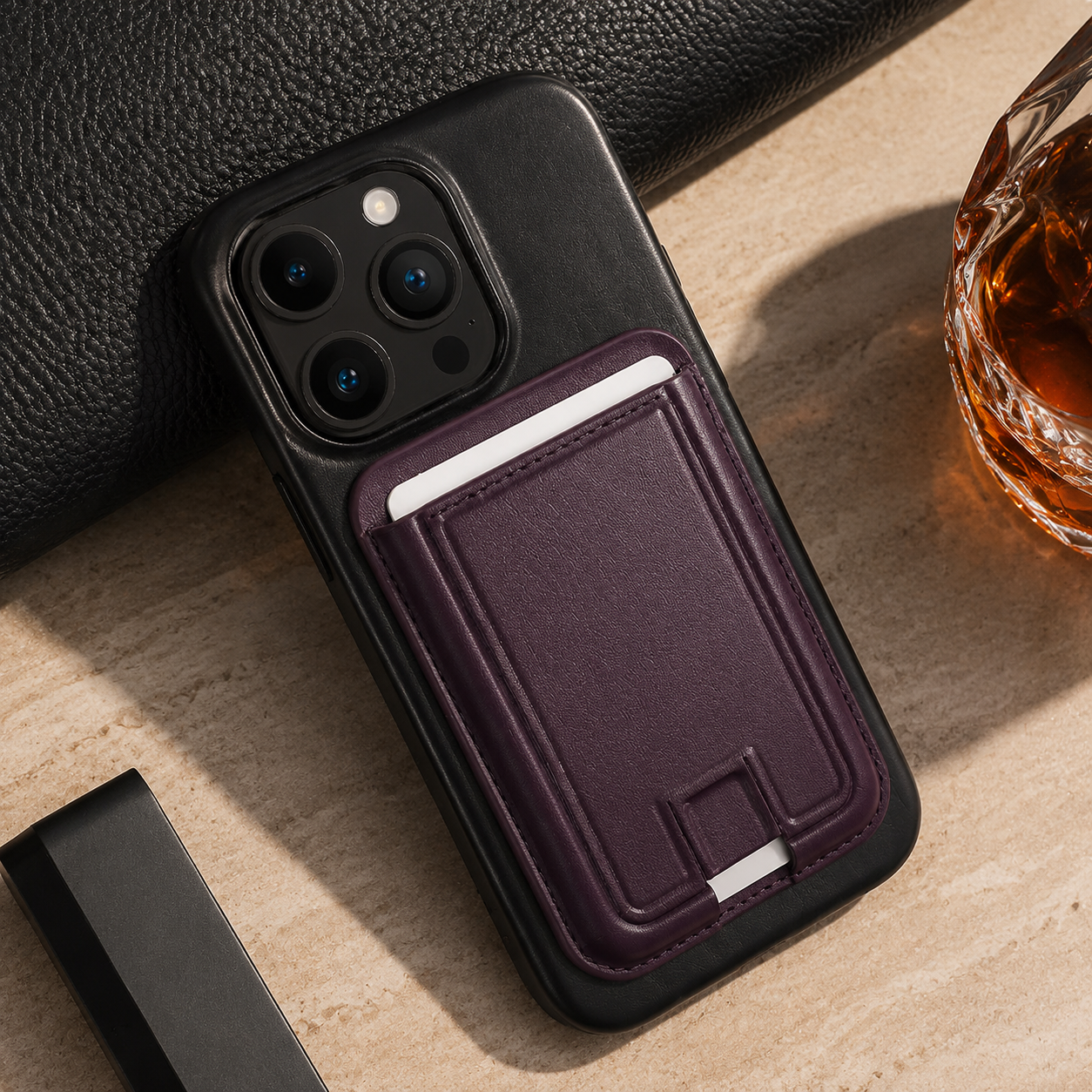 Premium iPhone Case MagSafe Wallet Genuine Leather Cover Card Holder Magnetic Closure Shockproof Protective Case Wireless Charging Compatible Full Coverage Design