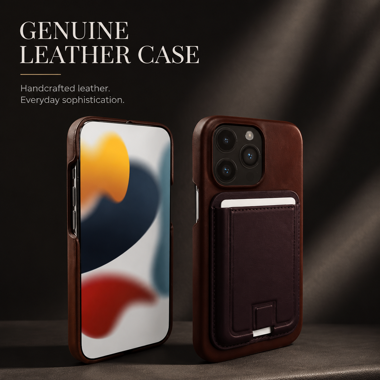 Premium iPhone Case MagSafe Wallet Genuine Leather Cover Card Holder Magnetic Closure Shockproof Protective Case Wireless Charging Compatible Full Coverage Design