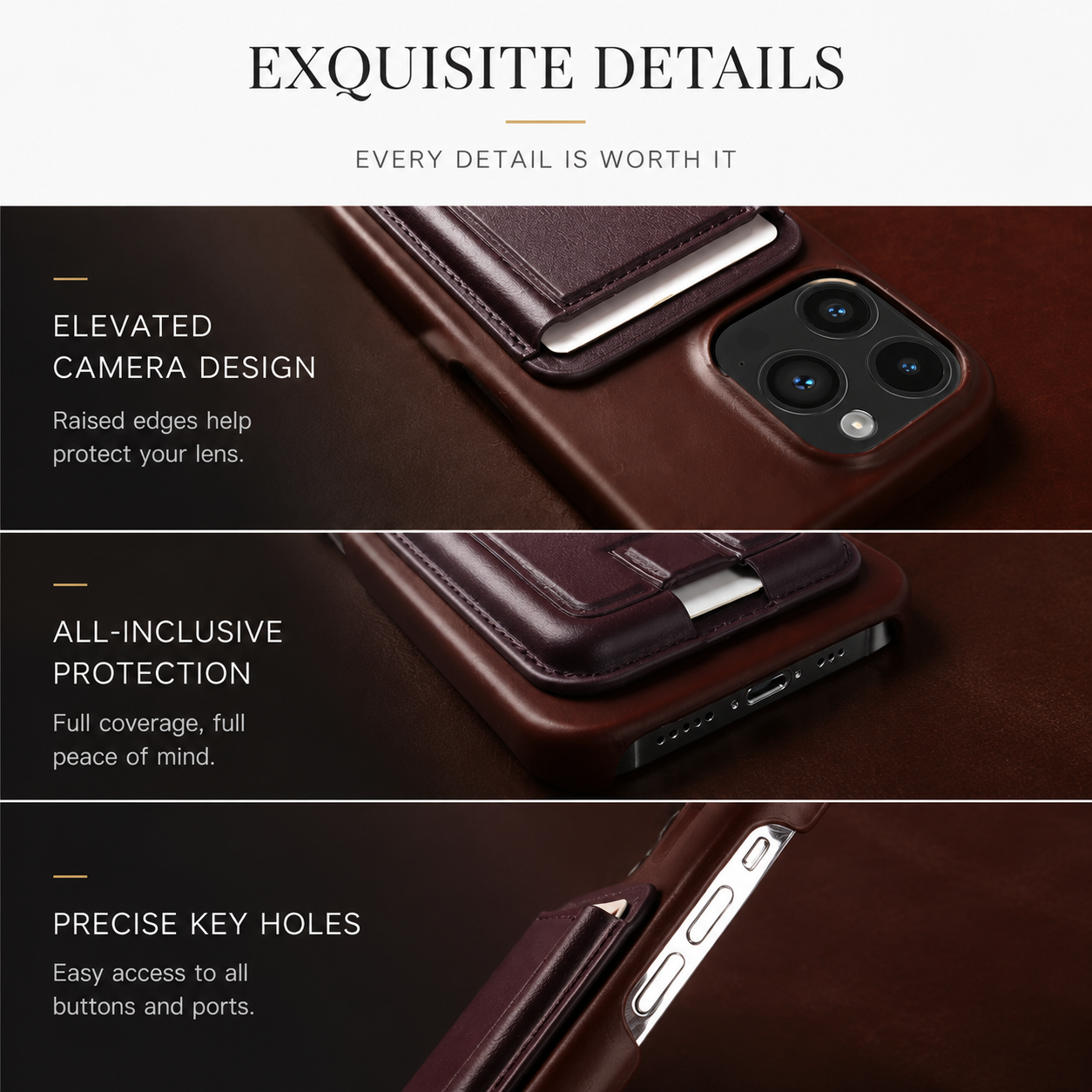 Premium iPhone Case MagSafe Wallet Genuine Leather Cover Card Holder Magnetic Closure Shockproof Protective Case Wireless Charging Compatible Full Coverage Design