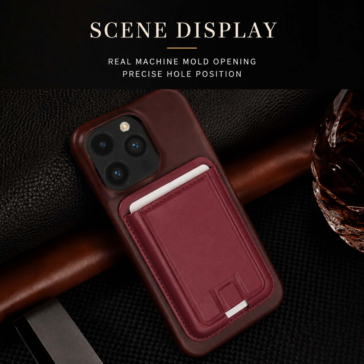 Premium iPhone Case MagSafe Wallet Genuine Leather Cover Card Holder Magnetic Closure Shockproof Protective Case Wireless Charging Compatible Full Coverage Design