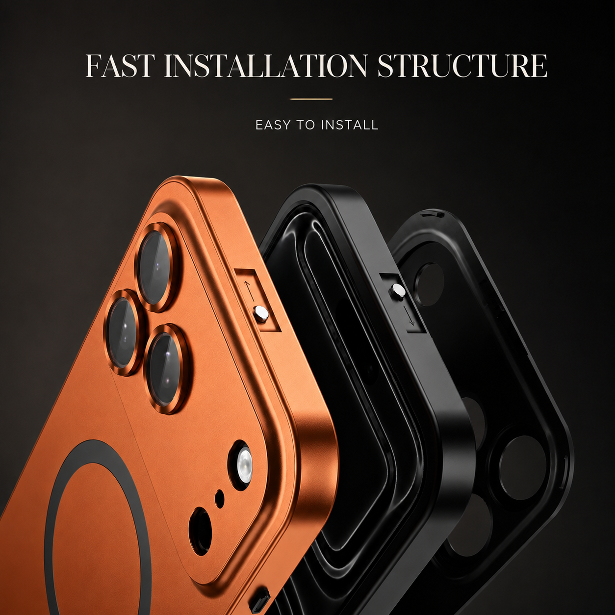 Premium iPhone Case Magnetic Aluminum Metal Frame Protective Cover MagSafe Compatible Hard PC Back Shockproof Anti Scratch Matte Anti Fingerprint Slim Design