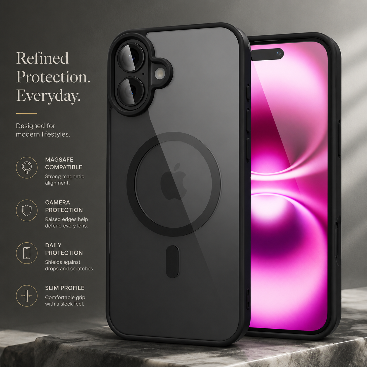 Premium iPhone Case Magnetic Armor Shockproof Cover MagSafe Compatible Matte Translucent Protective Case Wireless Charging Slim Full Coverage Design