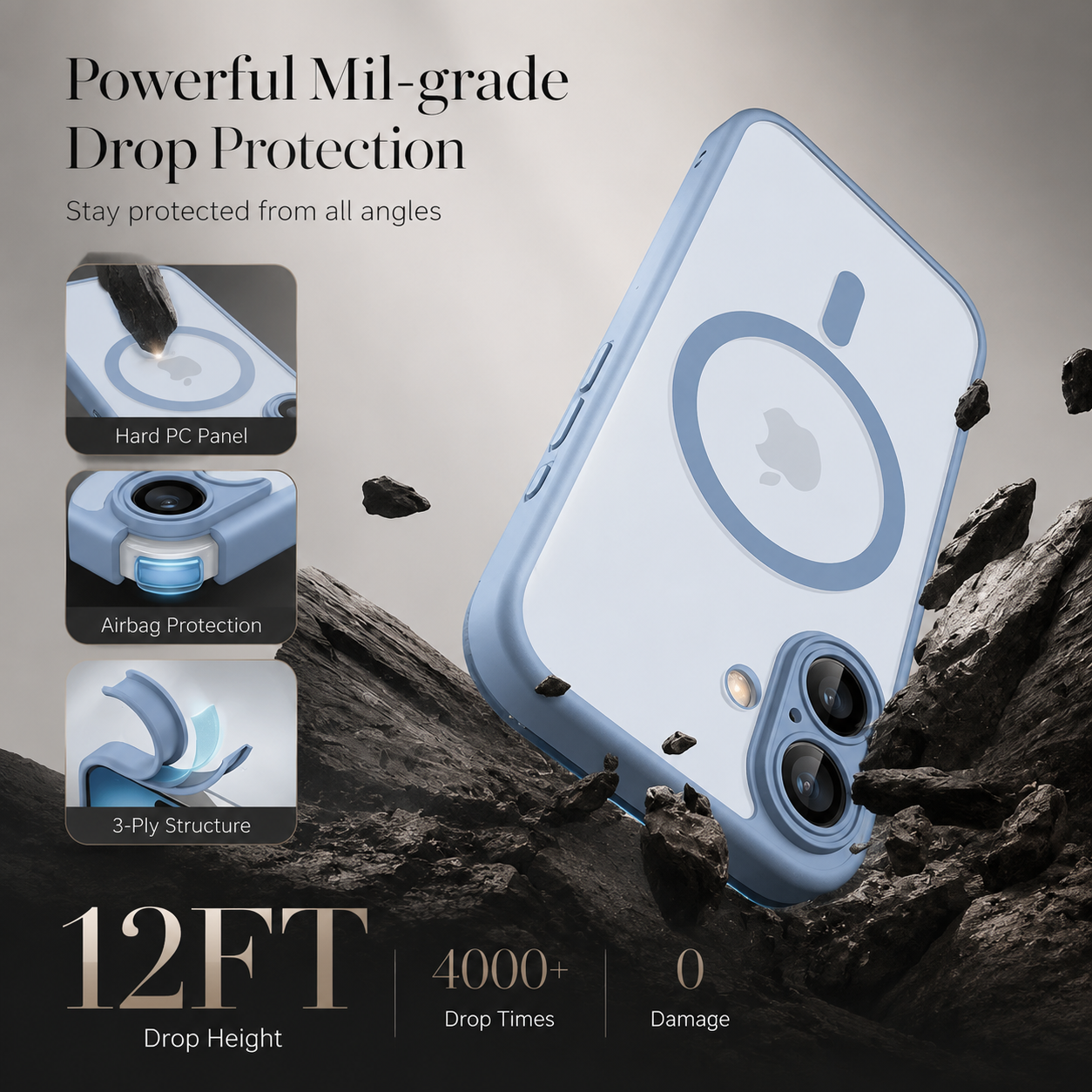 Premium iPhone Case Magnetic Armor Shockproof Cover MagSafe Compatible Matte Translucent Protective Case Wireless Charging Slim Full Coverage Design