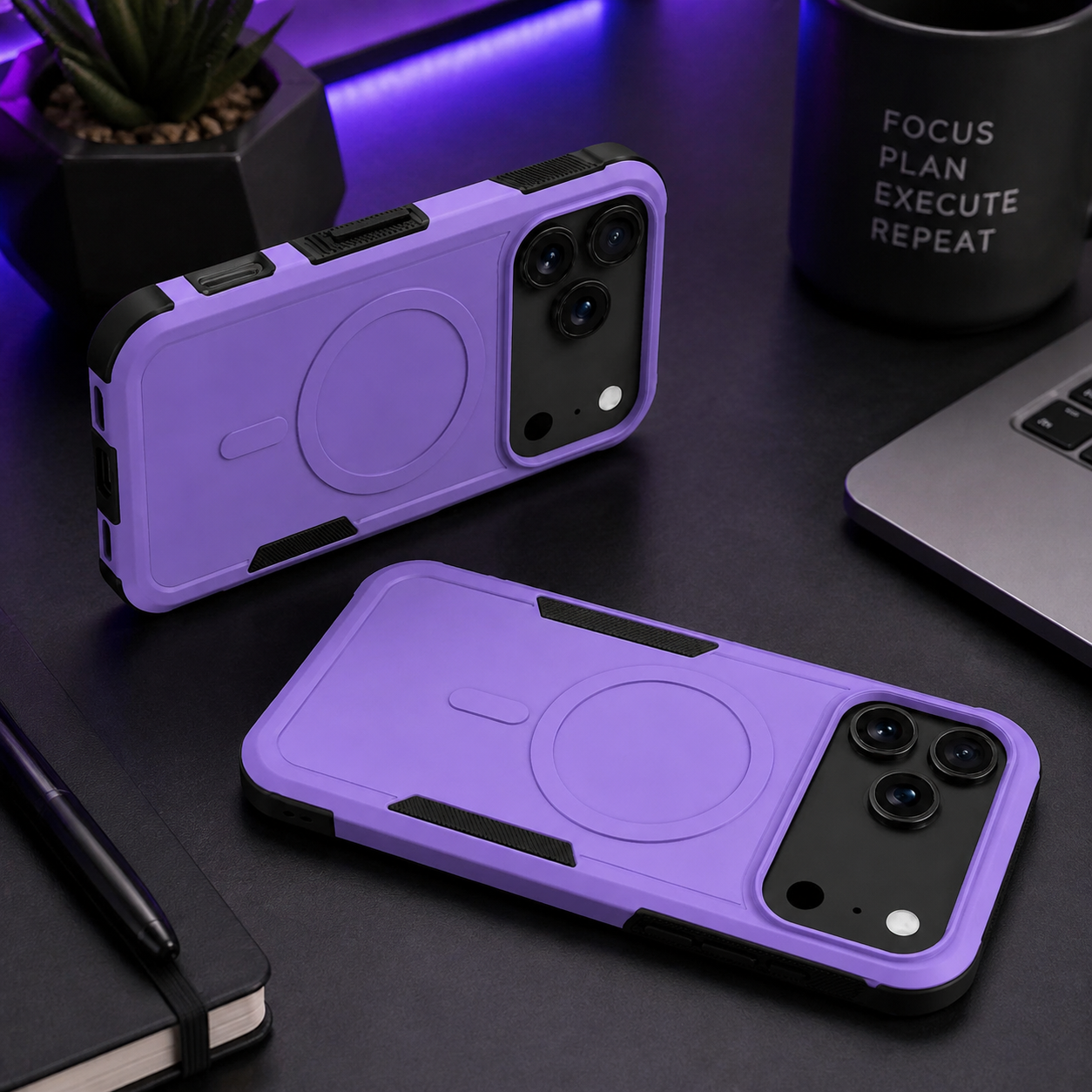 Premium iPhone Case Magnetic Charging Compatible Heavy Armor Protective Cover 2-in-1 Shockproof PC TPU Matte Anti Fingerprint Full Coverage