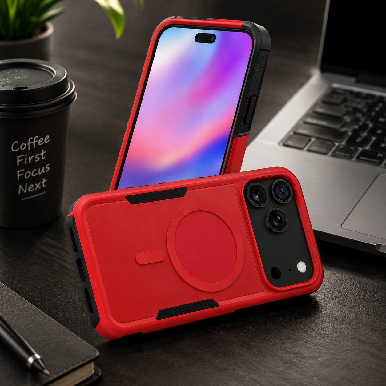 Premium iPhone Case Magnetic Charging Compatible Heavy Armor Protective Cover 2-in-1 Shockproof PC TPU Matte Anti Fingerprint Full Coverage