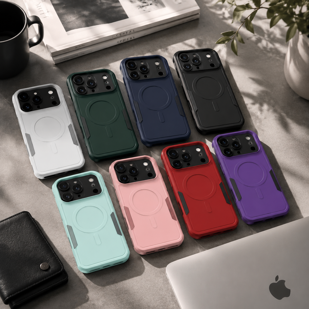 Premium iPhone Case Magnetic Charging Compatible Heavy Armor Protective Cover 2-in-1 Shockproof PC TPU Matte Anti Fingerprint Full Coverage
