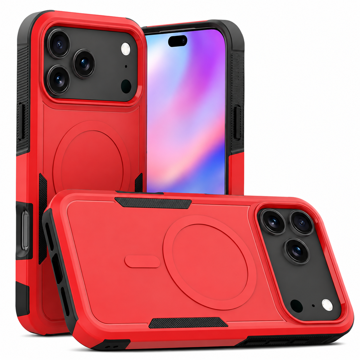 Premium iPhone Case Magnetic Charging Compatible Heavy Armor Protective Cover 2-in-1 Shockproof PC TPU Matte Anti Fingerprint Full Coverage