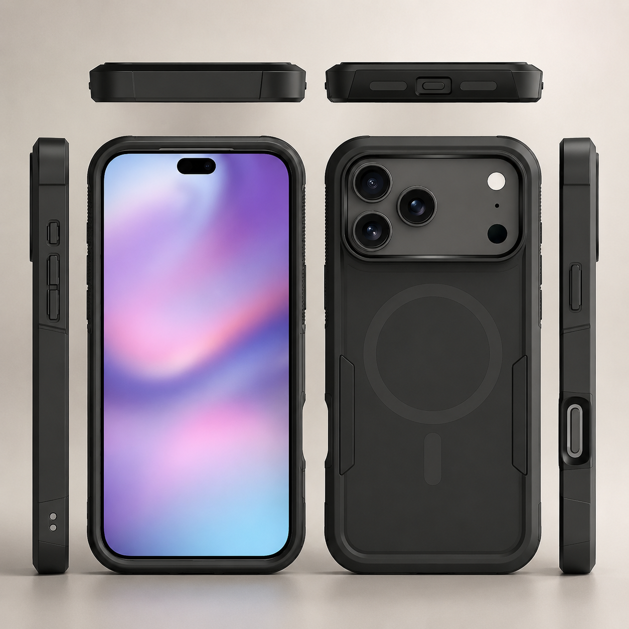 Premium iPhone Case Magnetic Charging Compatible Heavy Armor Protective Cover 2-in-1 Shockproof PC TPU Matte Anti Fingerprint Full Coverage