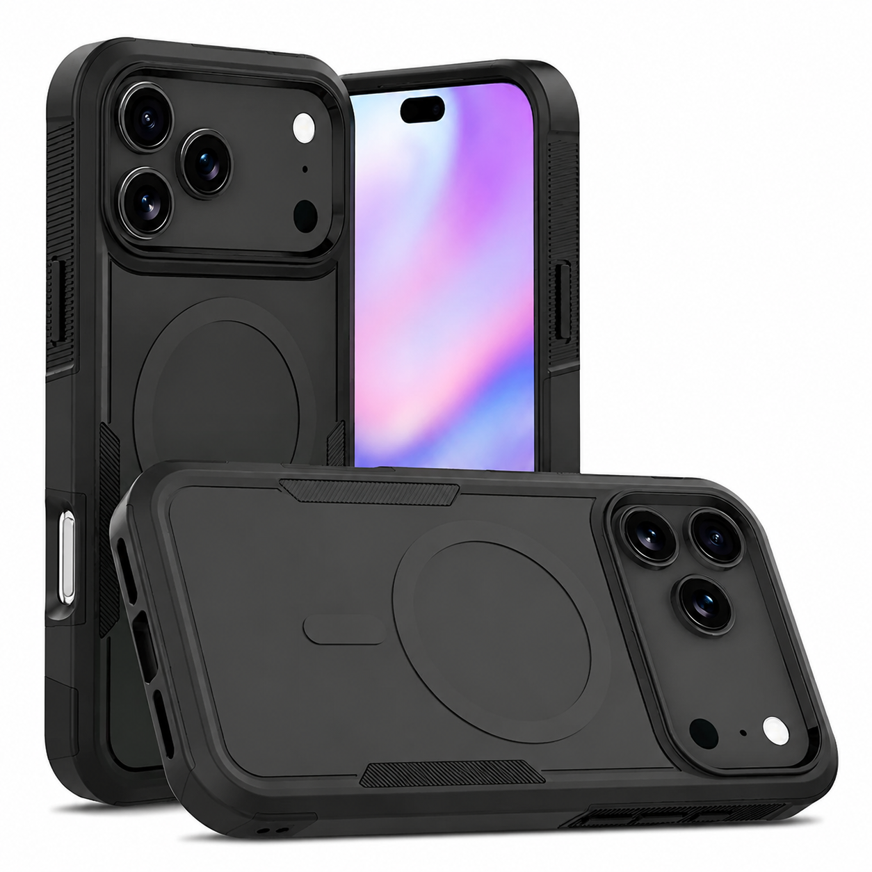 Premium iPhone Case Magnetic Charging Compatible Heavy Armor Protective Cover 2-in-1 Shockproof PC TPU Matte Anti Fingerprint Full Coverage