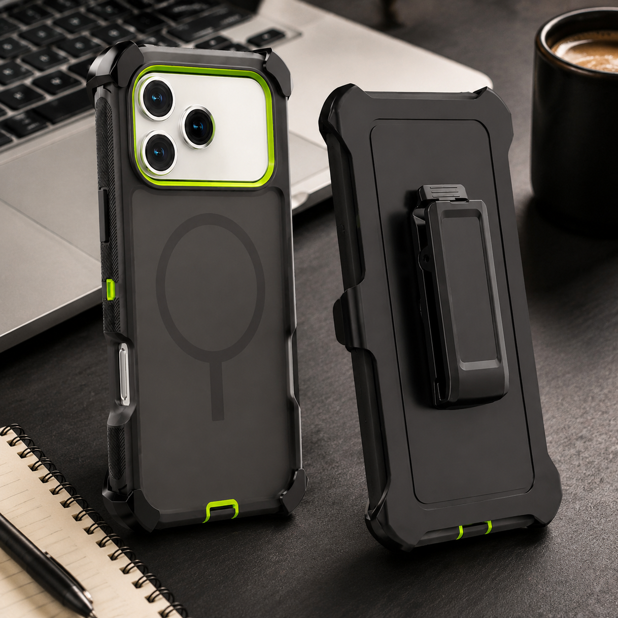 Premium iPhone Case Magnetic Defender Protective Cover Heavy Duty Shockproof TPU PC Armor Belt Clip Holder Wireless Charging Full Coverage