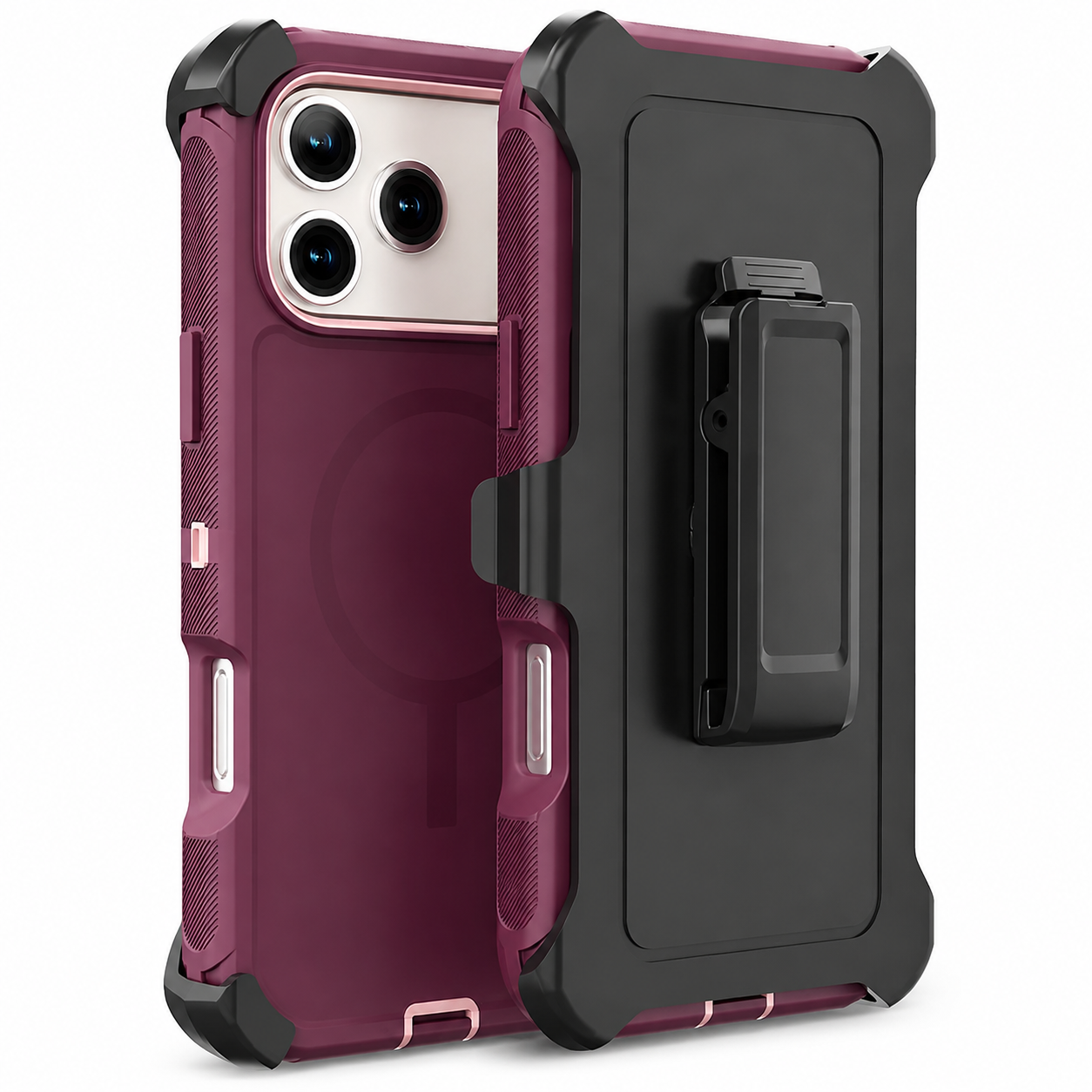 Premium iPhone Case Magnetic Defender Protective Cover Heavy Duty Shockproof TPU PC Armor Belt Clip Holder Wireless Charging Full Coverage