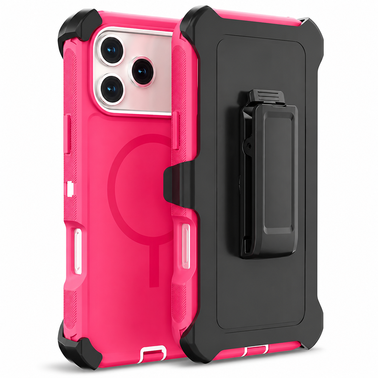 Premium iPhone Case Magnetic Defender Protective Cover Heavy Duty Shockproof TPU PC Armor Belt Clip Holder Wireless Charging Full Coverage