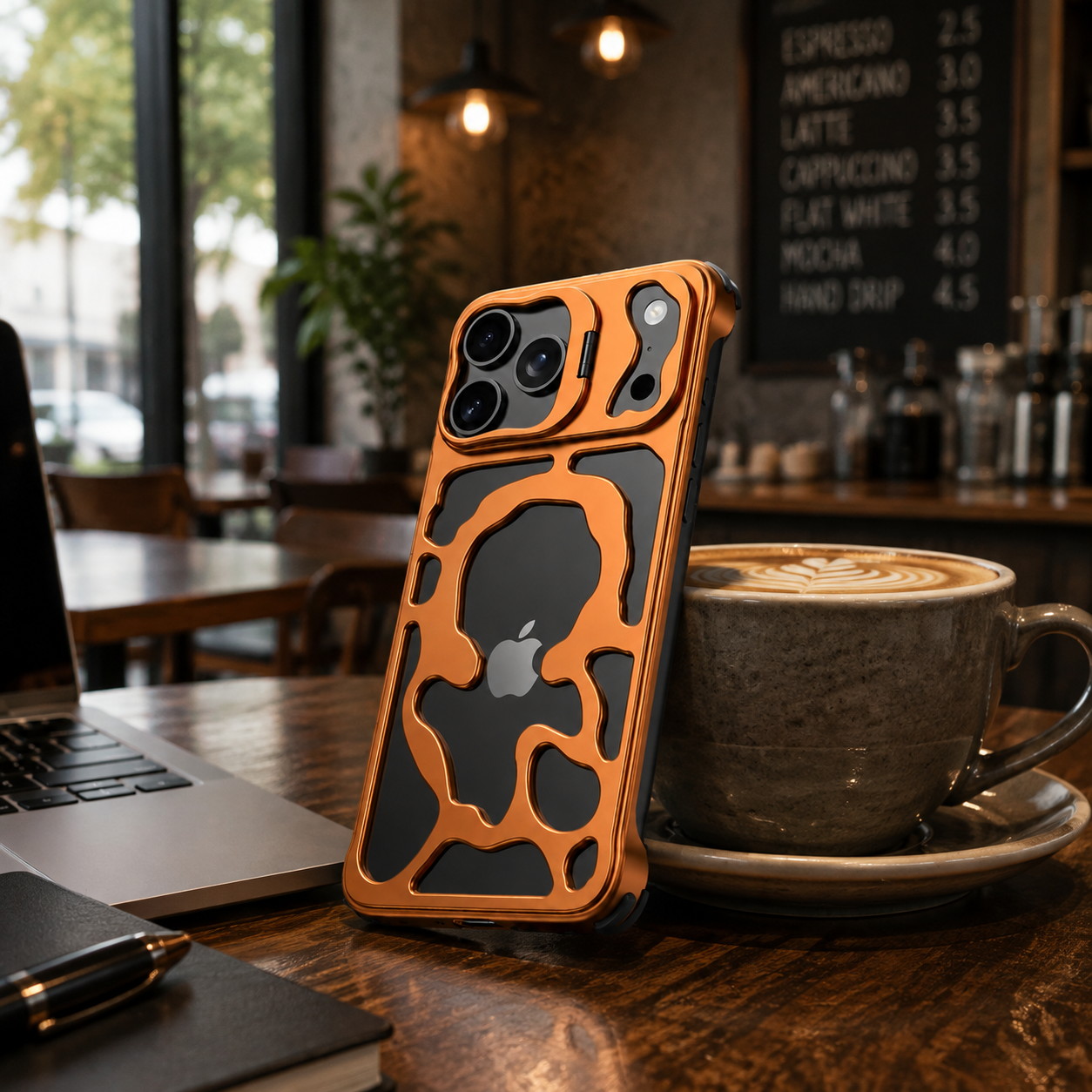 Premium iPhone Case Magnetic Hollow Metal Cover with Heat Dissipation Stand Bracket Shockproof Scratch Resistant Open Frame Lightweight Protective Design