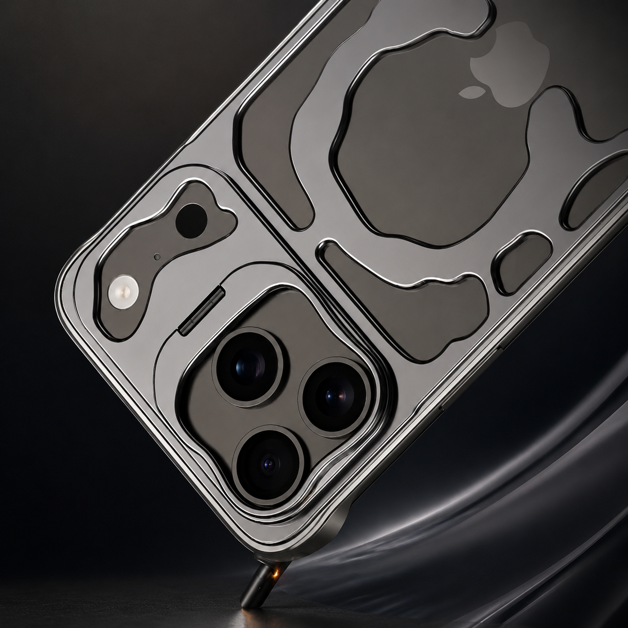 Premium iPhone Case Magnetic Hollow Metal Cover with Heat Dissipation Stand Bracket Shockproof Scratch Resistant Open Frame Lightweight Protective Design