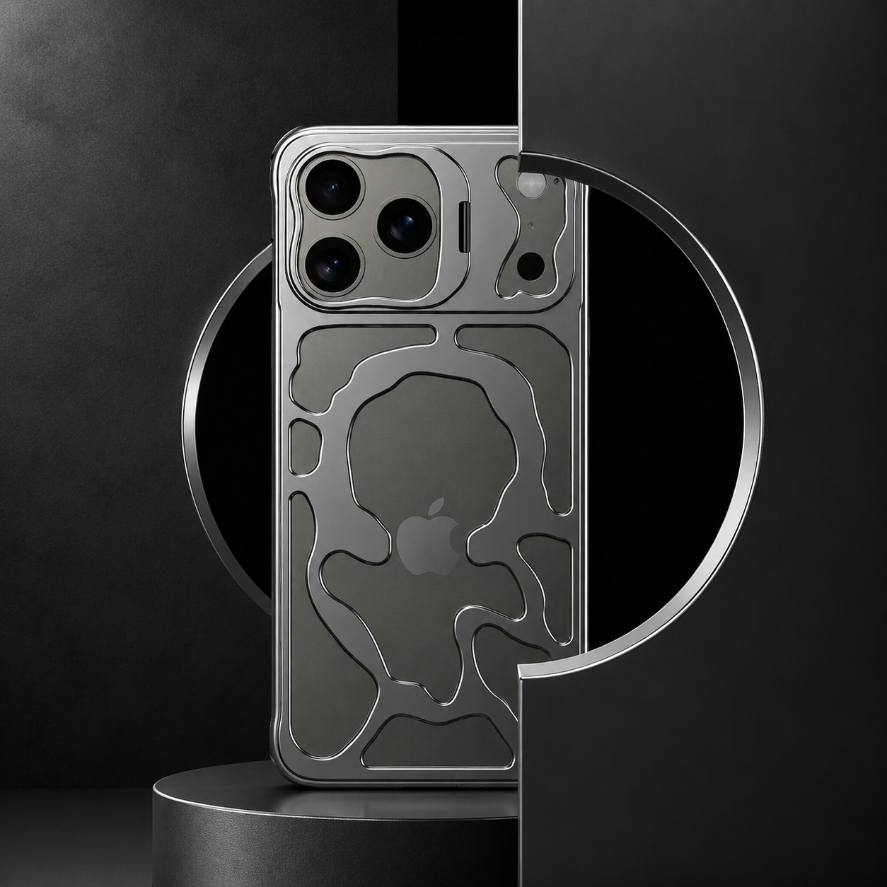 Premium iPhone Case Magnetic Hollow Metal Cover with Heat Dissipation Stand Bracket Shockproof Scratch Resistant Open Frame Lightweight Protective Design
