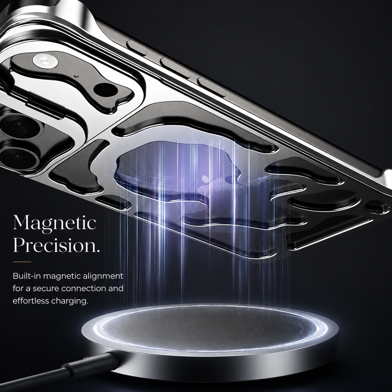 Premium iPhone Case Magnetic Hollow Metal Cover with Heat Dissipation Stand Bracket Shockproof Scratch Resistant Open Frame Lightweight Protective Design