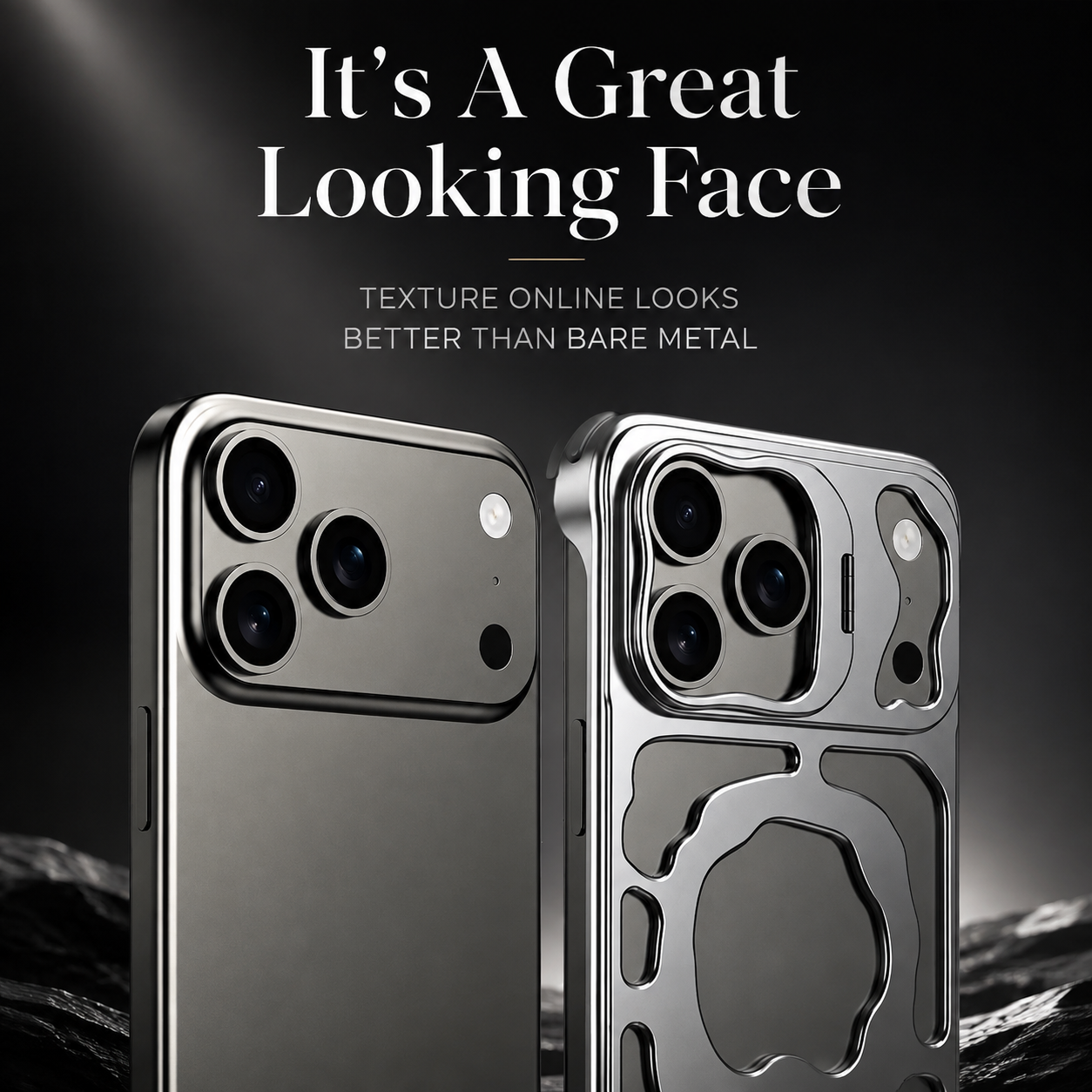 Premium iPhone Case Magnetic Hollow Metal Cover with Heat Dissipation Stand Bracket Shockproof Scratch Resistant Open Frame Lightweight Protective Design