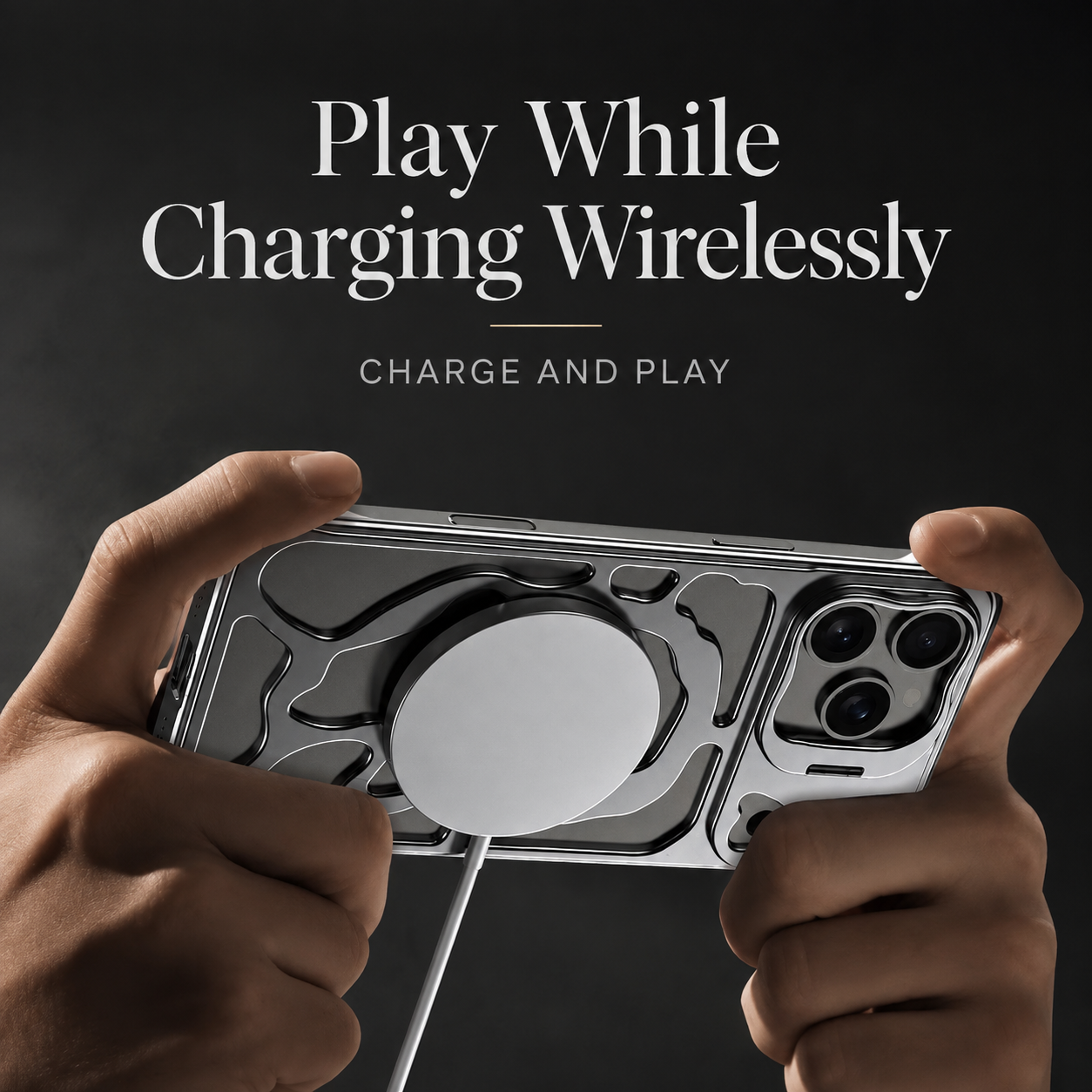 Premium iPhone Case Magnetic Hollow Metal Cover with Heat Dissipation Stand Bracket Shockproof Scratch Resistant Open Frame Lightweight Protective Design