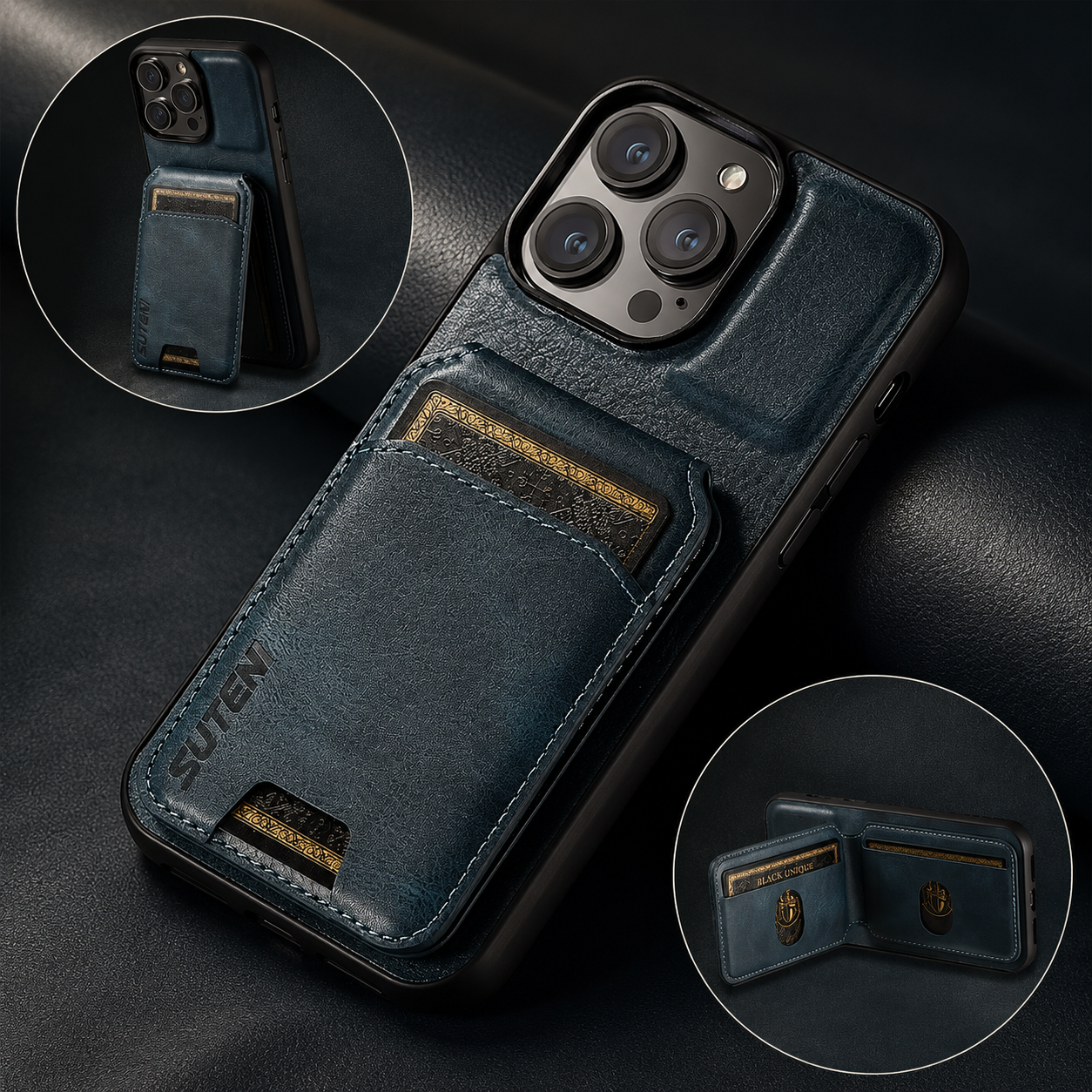 Premium iPhone Case Magnetic Leather Wallet Card Holder Protective Cover Camera Lens Protection Anti Scratch Non Slip Full Coverage