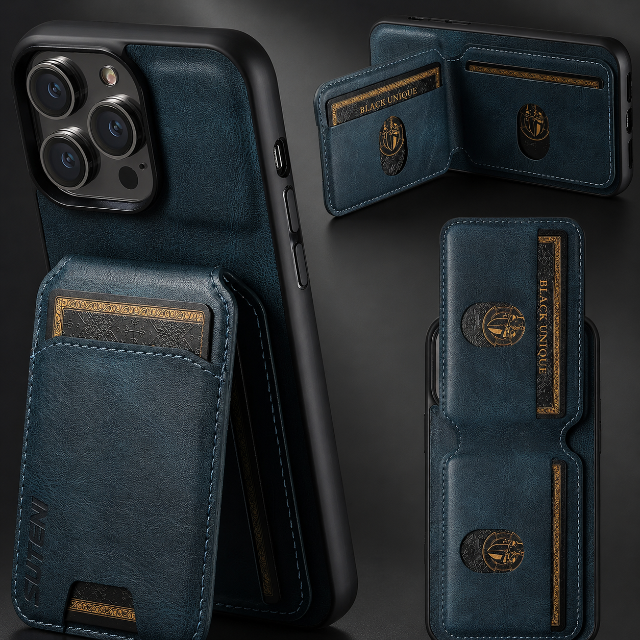 Premium iPhone Case Magnetic Leather Wallet Card Holder Protective Cover Camera Lens Protection Anti Scratch Non Slip Full Coverage