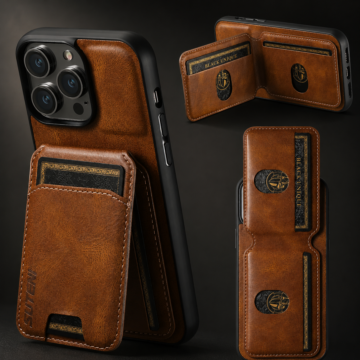 Premium iPhone Case Magnetic Leather Wallet Card Holder Protective Cover Camera Lens Protection Anti Scratch Non Slip Full Coverage