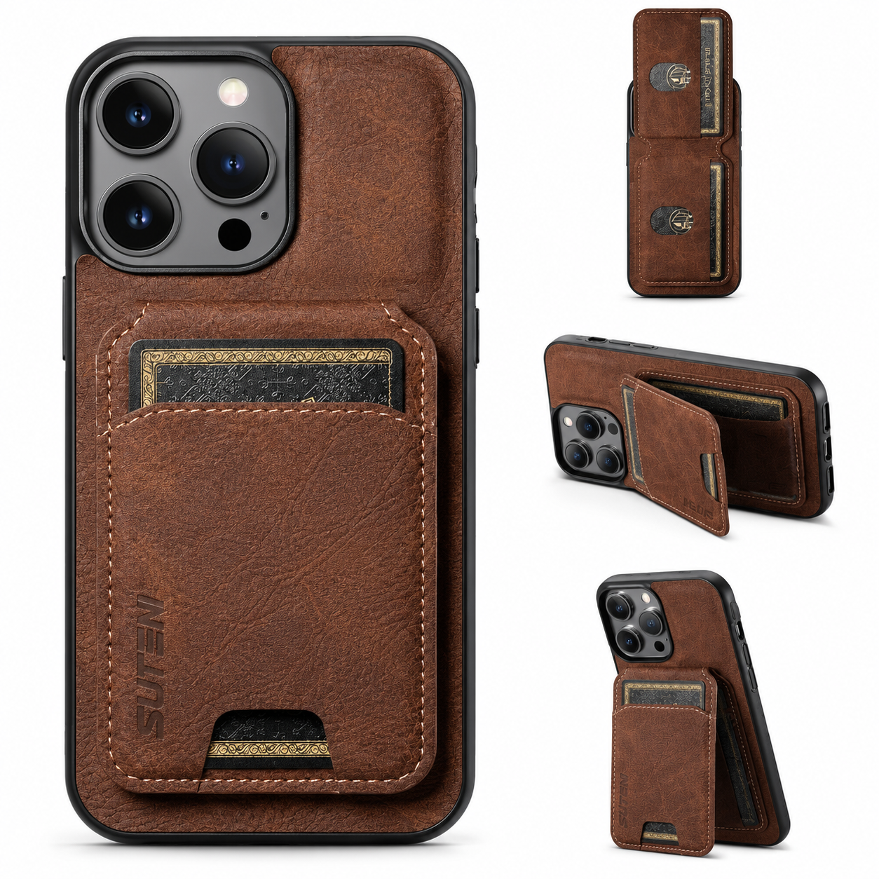 Premium iPhone Case Magnetic Leather Wallet Card Holder Protective Cover Camera Lens Protection Anti Scratch Non Slip Full Coverage