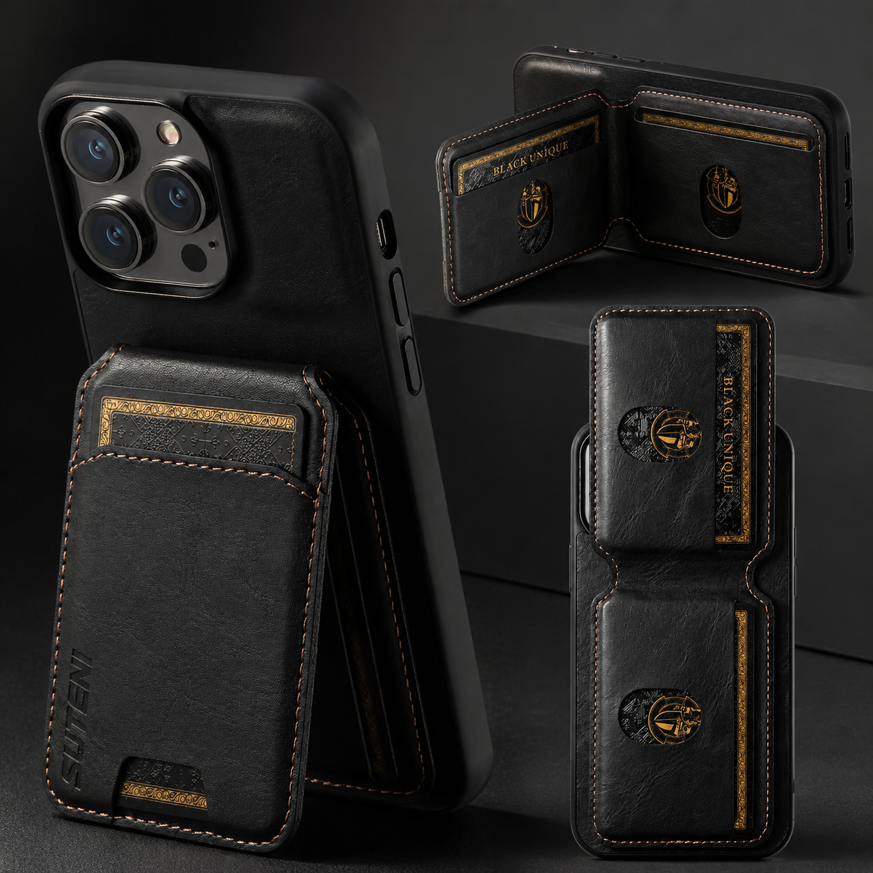 Premium iPhone Case Magnetic Leather Wallet Card Holder Protective Cover Camera Lens Protection Anti Scratch Non Slip Full Coverage