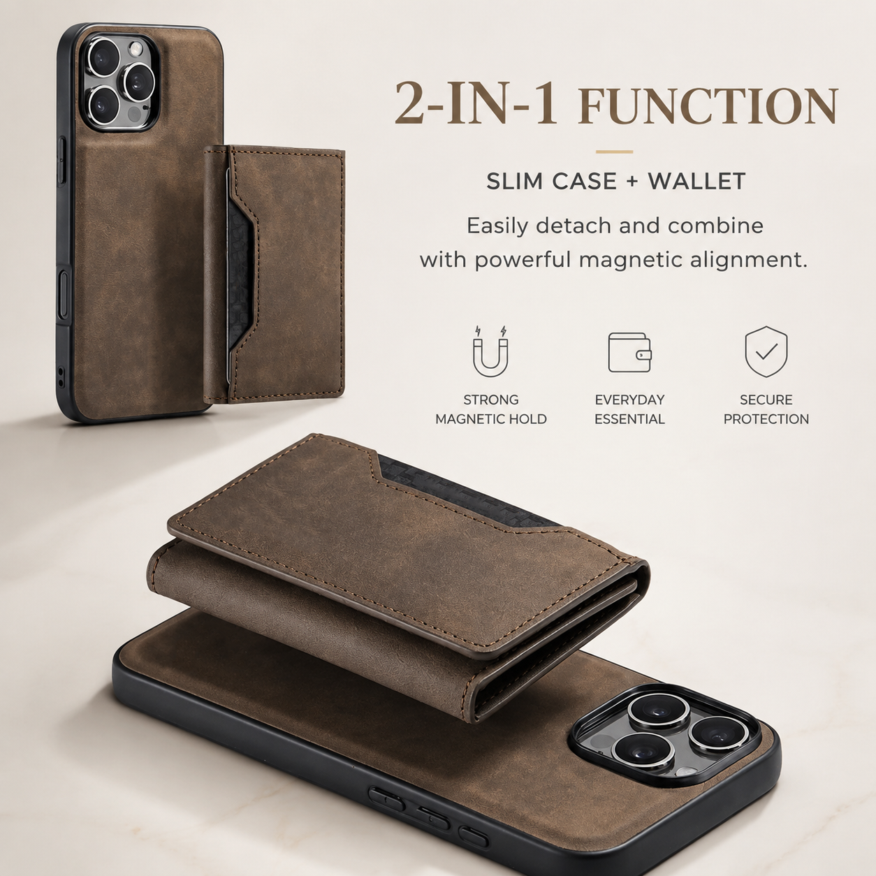 Premium iPhone Case Magnetic Leather Wallet Cover Card Holder Money Pocket Kickstand Shockproof Protective Case Slim Full Coverage