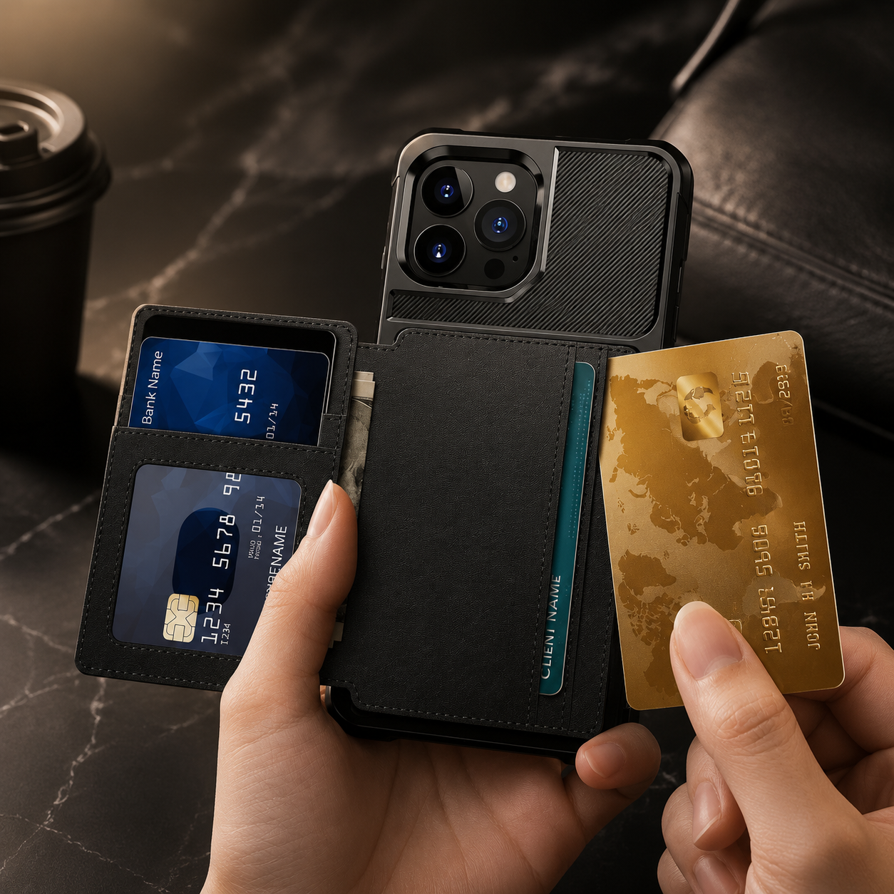 Premium iPhone Case Magnetic Leather Wallet Cover Card Slot Holder with Flip Stand Shockproof Anti Fingerprint Protective Design Slim Durable Style