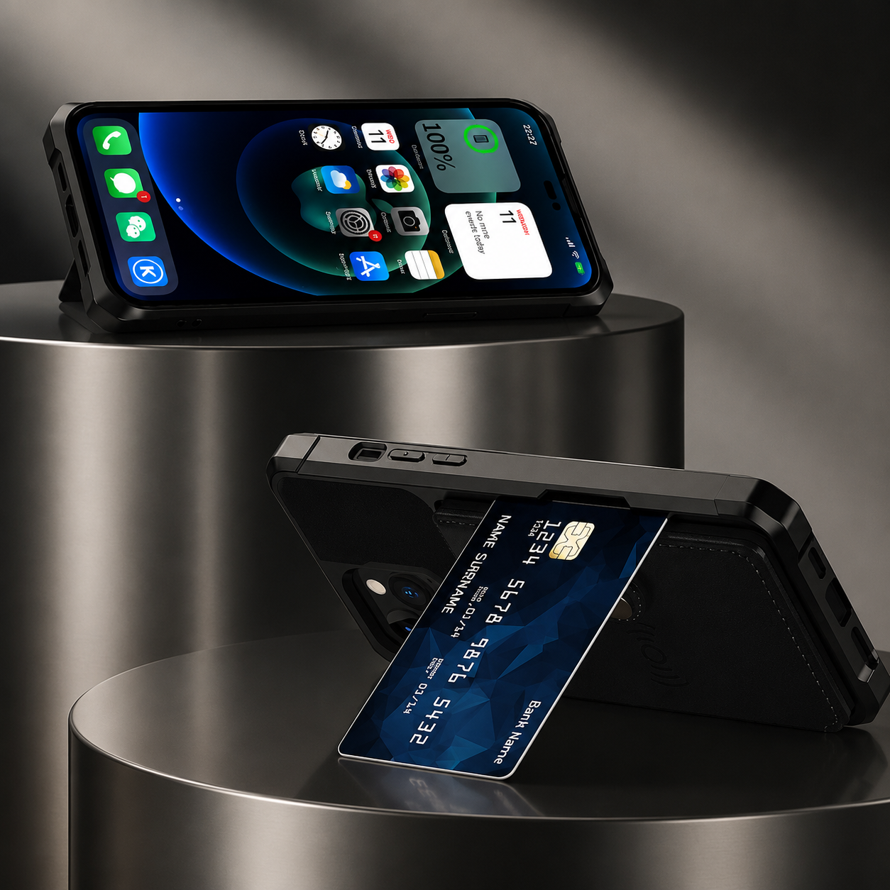 Premium iPhone Case Magnetic Leather Wallet Cover Card Slot Holder with Flip Stand Shockproof Anti Fingerprint Protective Design Slim Durable Style