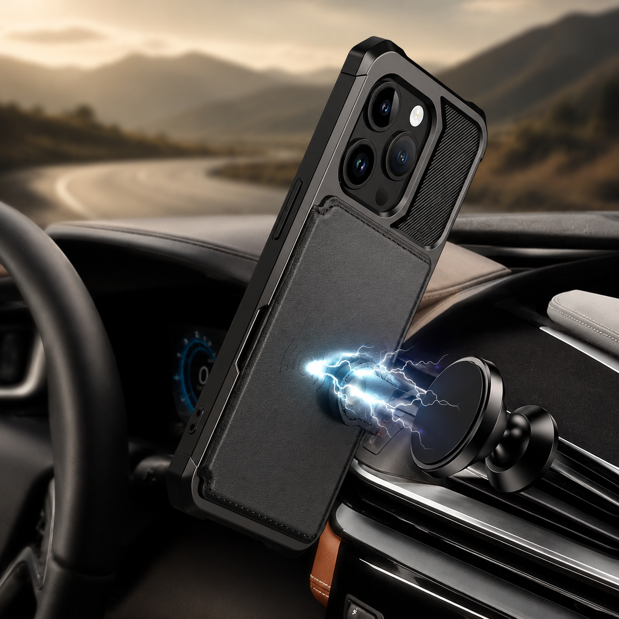 Premium iPhone Case Magnetic Leather Wallet Cover Card Slot Holder with Flip Stand Shockproof Anti Fingerprint Protective Design Slim Durable Style