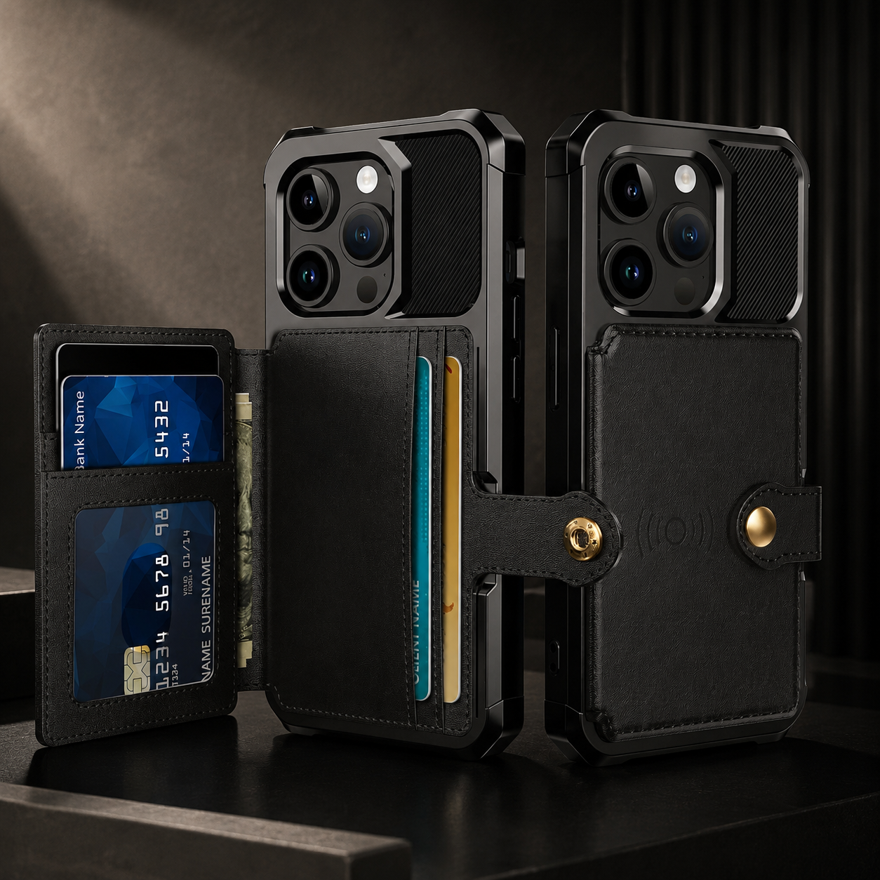 Premium iPhone Case Magnetic Leather Wallet Cover Card Slot Holder with Flip Stand Shockproof Anti Fingerprint Protective Design Slim Durable Style
