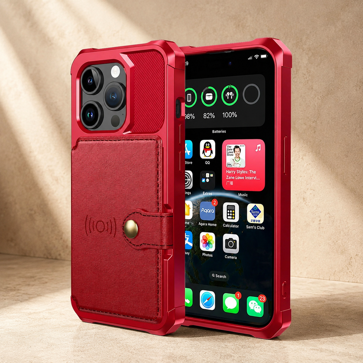 Premium iPhone Case Magnetic Leather Wallet Cover Card Slot Holder with Flip Stand Shockproof Anti Fingerprint Protective Design Slim Durable Style