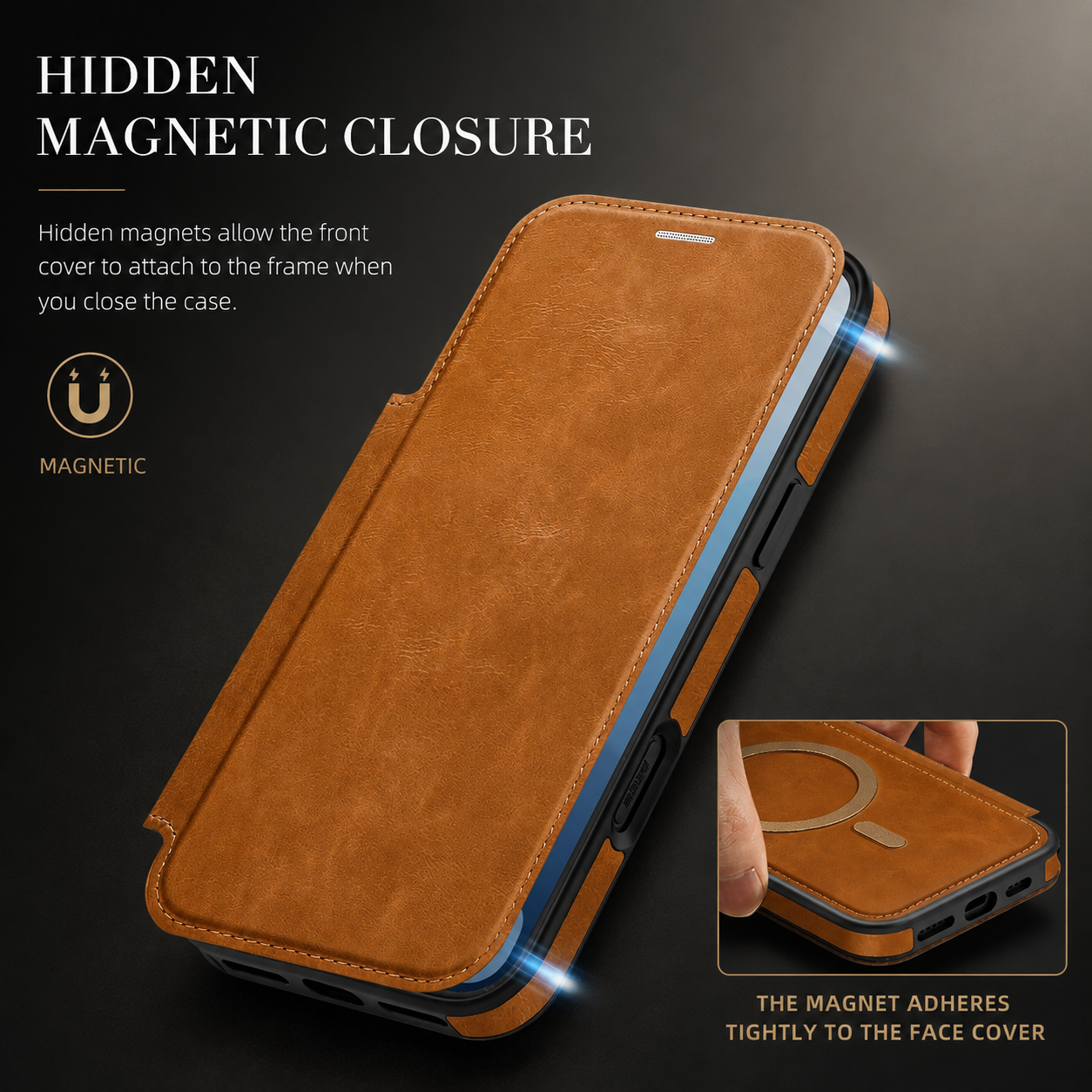Premium iPhone Case Magnetic Leather Wallet Flip Cover Card Holder Camera Lens Protection Wireless Charging Compatible Anti Scratch Full Coverage