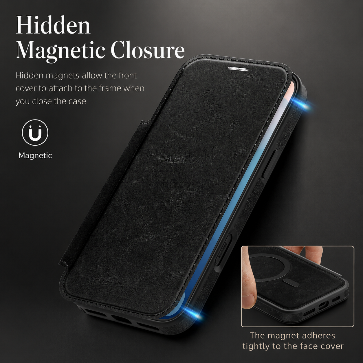 Premium iPhone Case Magnetic Leather Wallet Flip Cover Card Holder Camera Lens Protection Wireless Charging Compatible Anti Scratch Full Coverage