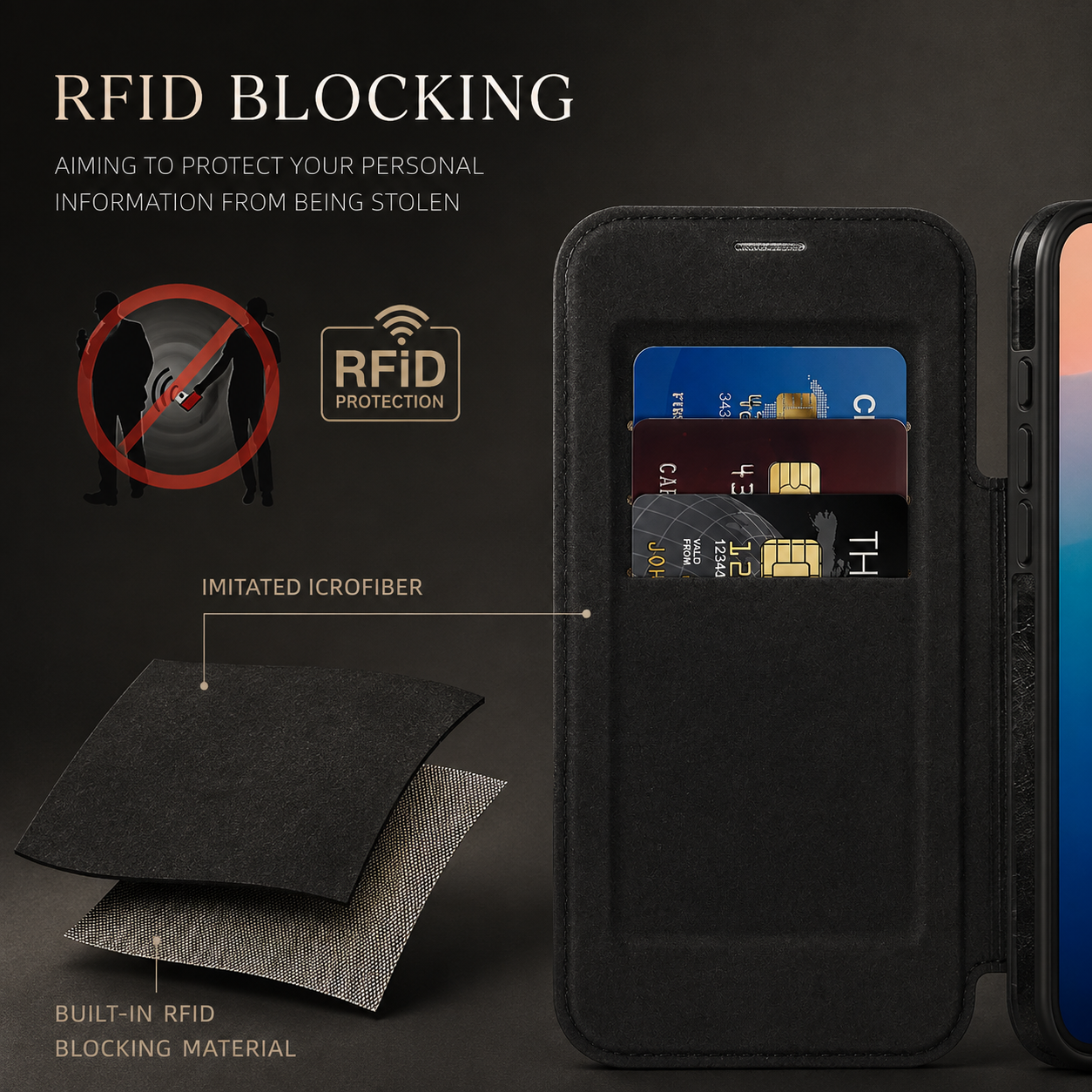 Premium iPhone Case Magnetic Leather Wallet Flip Cover Card Holder Camera Lens Protection Wireless Charging Compatible Anti Scratch Full Coverage