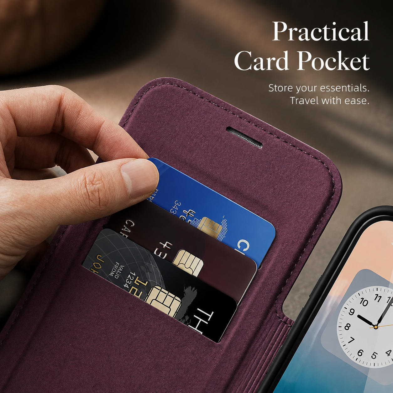 Premium iPhone Case Magnetic Leather Wallet Flip Cover Card Holder Camera Lens Protection Wireless Charging Compatible Anti Scratch Full Coverage