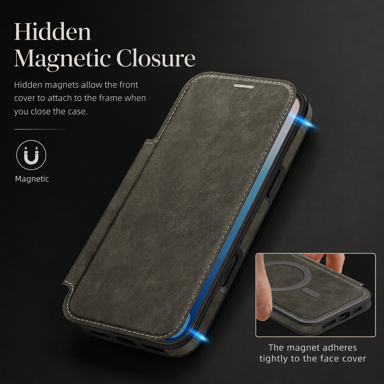 Premium iPhone Case Magnetic Leather Wallet Flip Cover Card Holder Camera Lens Protection Wireless Charging Compatible Anti Scratch Full Coverage