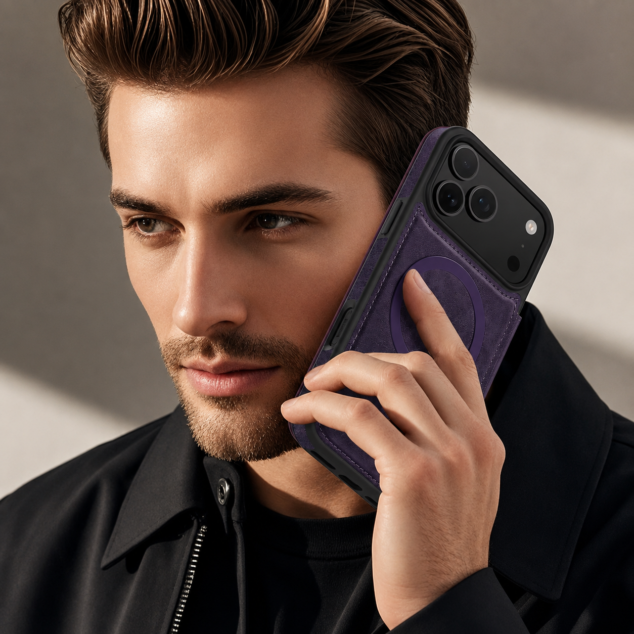 Premium iPhone Case Magnetic Leather Wallet Flip Cover Card Holder Camera Lens Protection Wireless Charging Compatible Anti Scratch Full Coverage