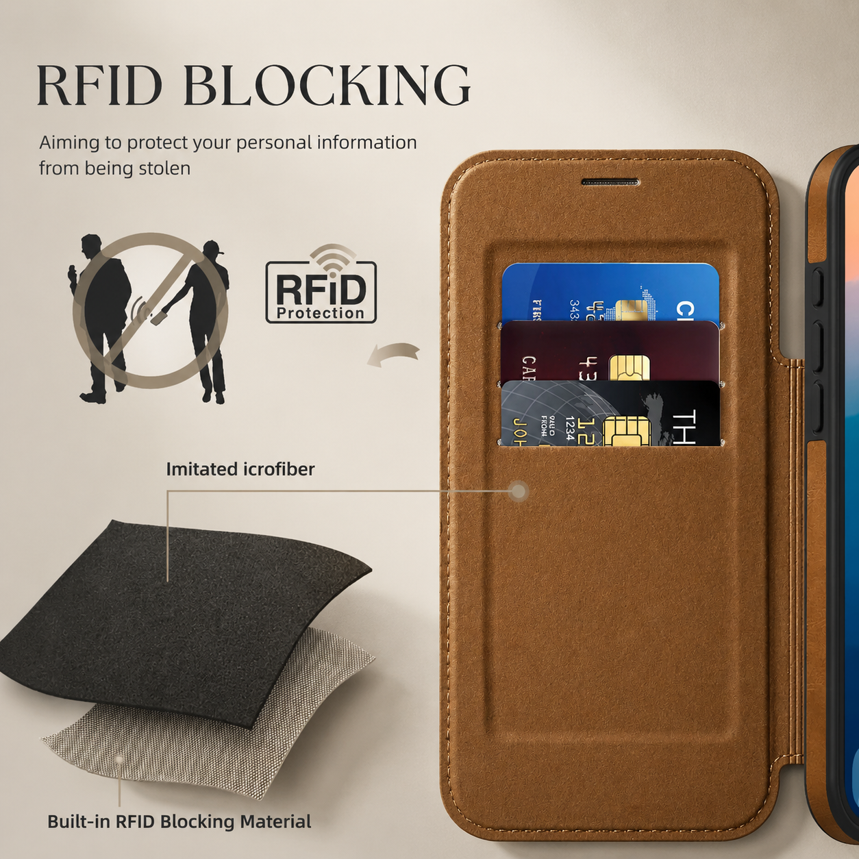 Premium iPhone Case Magnetic Leather Wallet Flip Cover Card Holder Camera Lens Protection Wireless Charging Compatible Anti Scratch Full Coverage