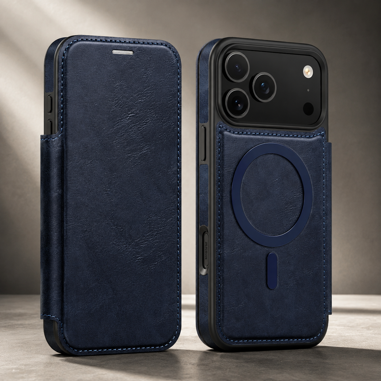 Premium iPhone Case Magnetic Leather Wallet Flip Cover Card Holder Camera Lens Protection Wireless Charging Compatible Anti Scratch Full Coverage