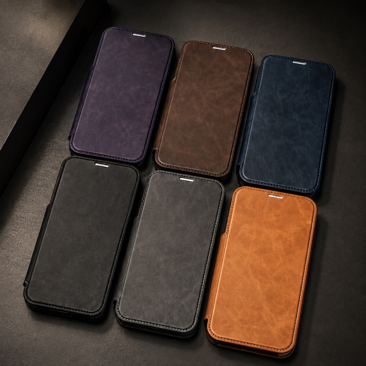 Premium iPhone Case Magnetic Leather Wallet Flip Cover Card Holder Camera Lens Protection Wireless Charging Compatible Anti Scratch Full Coverage