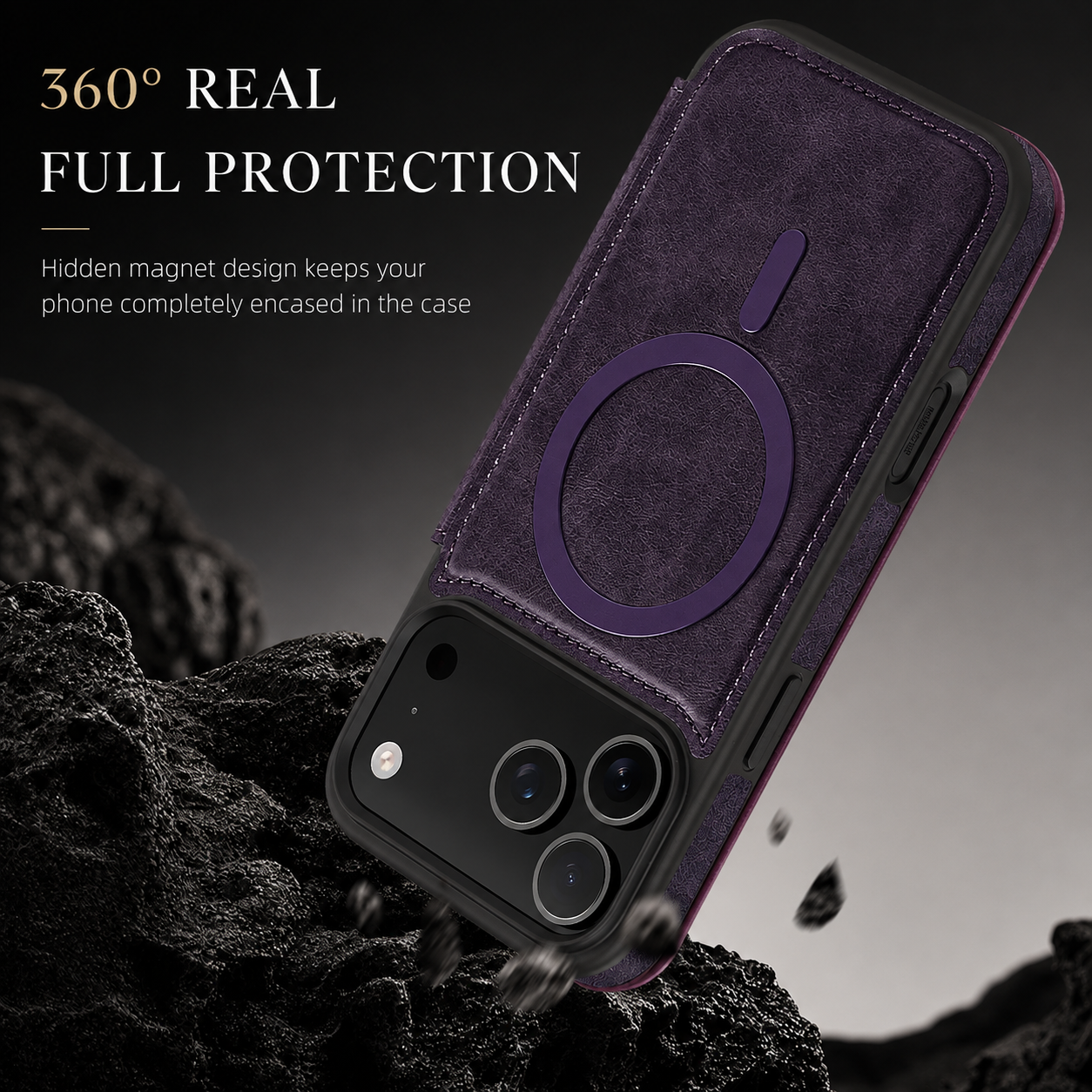 Premium iPhone Case Magnetic Leather Wallet Flip Cover Card Holder Camera Lens Protection Wireless Charging Compatible Anti Scratch Full Coverage